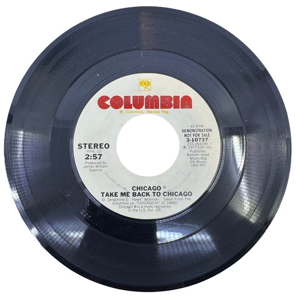 Other - Chicago Take Me Back To Chicago 45 RPM Columbia 3-10737 Promo Vinyl Record
